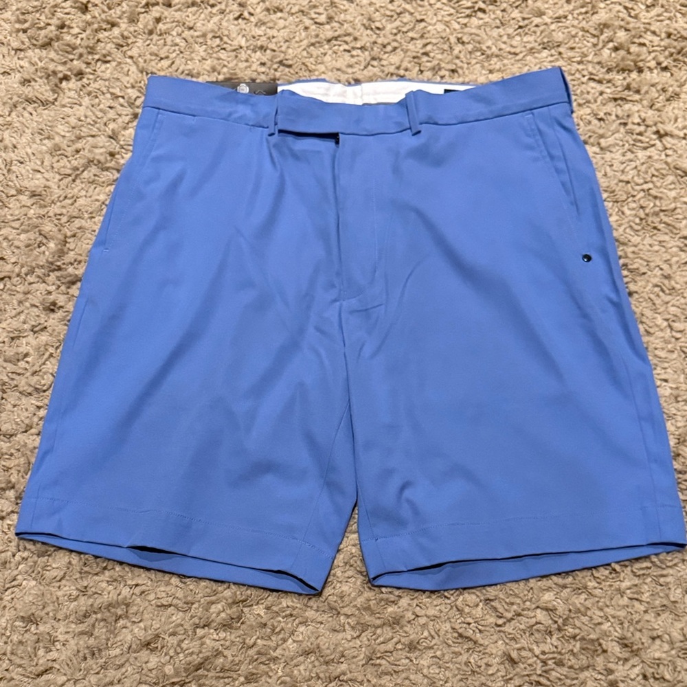 NWT RLX Ralph Lauren Men's Golf Periwinkle Cornflower Blue Flat Front Shorts